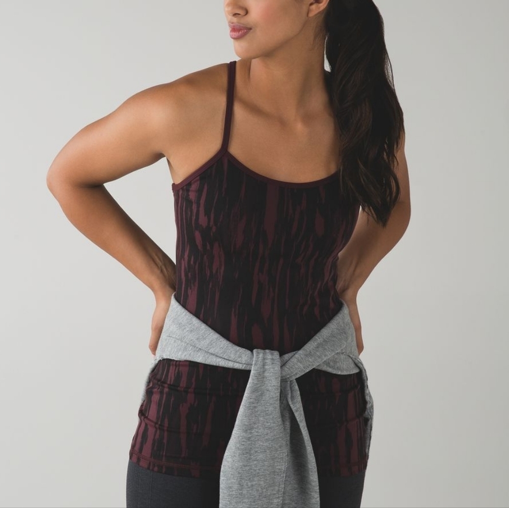 Lululemon Painted Animal Bordeaux Drama Black Red Power Luon Y Tank Size 6